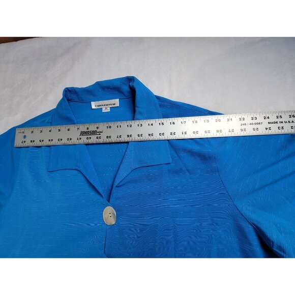 Caroline Rose Womens Size 3X Blue Button-Front Blazer Jacket casual Lightweight - Picture 5 of 7